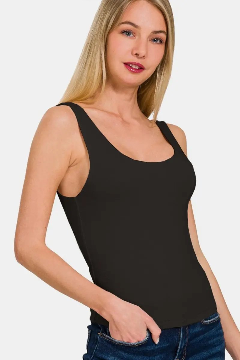 Zenana Double Layer Round Neck Tank for Stylish Comfort - Love Salve